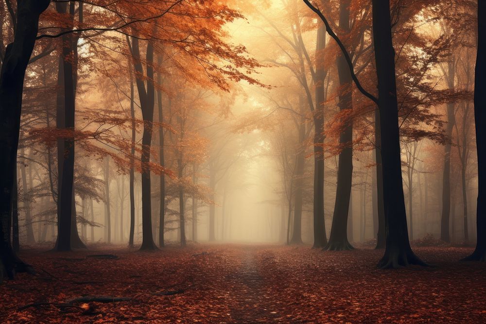 Autumn forest nature landscape outdoors woodland. AI generated Image by rawpixel.