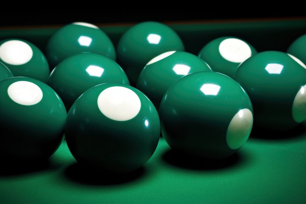 Billiard balls in a green pool table billiards sports billiard ball. AI generated Image by rawpixel.