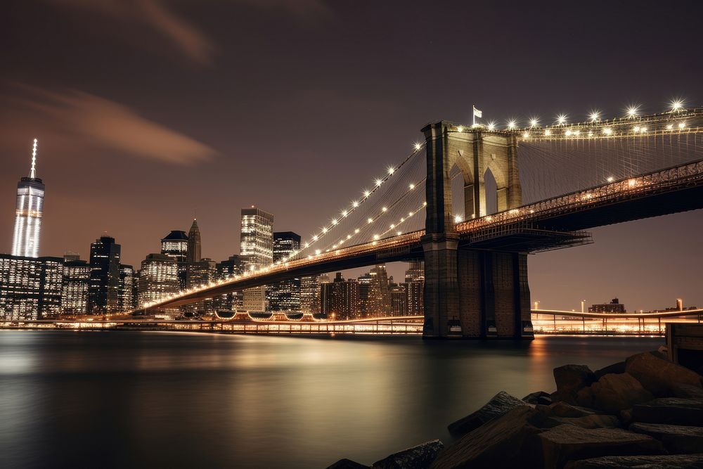 Brooklyn bridge landmark brooklyn bridge architecture. AI generated Image by rawpixel.