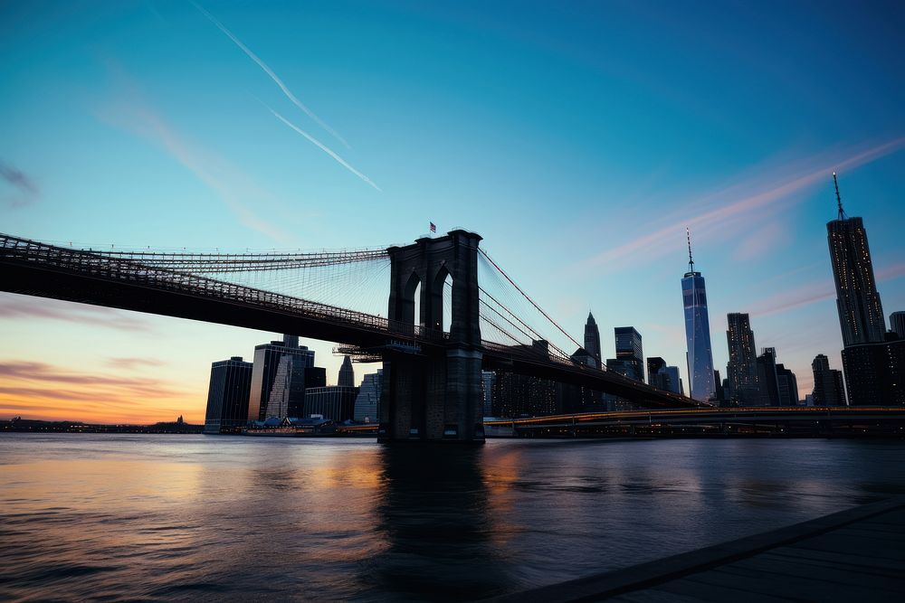 Brooklyn bridge architecture cityscape building. AI generated Image by rawpixel.