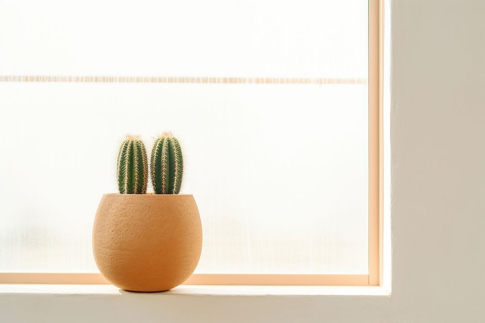 Cactus pot hang on the window windowsill plant architecture. AI generated Image by rawpixel.