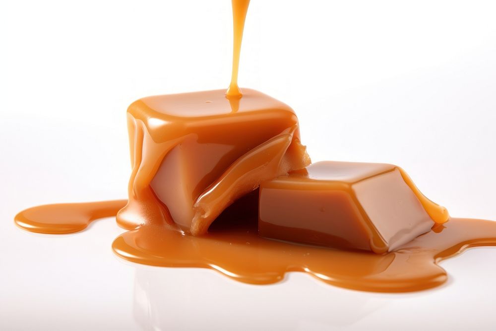 Caramel candy and caramel sauce dessert food white background. AI generated Image by rawpixel.