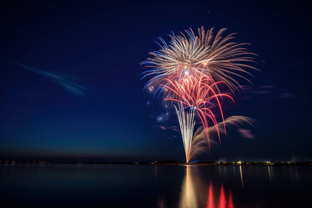 Celebrating independence Day fireworks outdoors nature. AI generated Image by rawpixel.