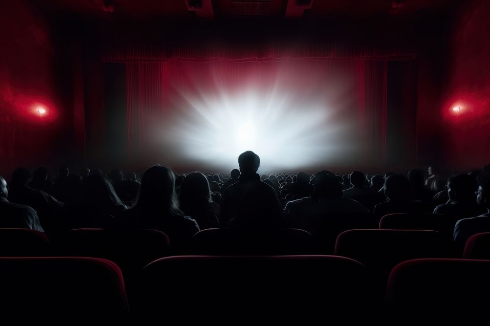 Cinema blank wide screen performance silhouette watching. AI generated Image by rawpixel.