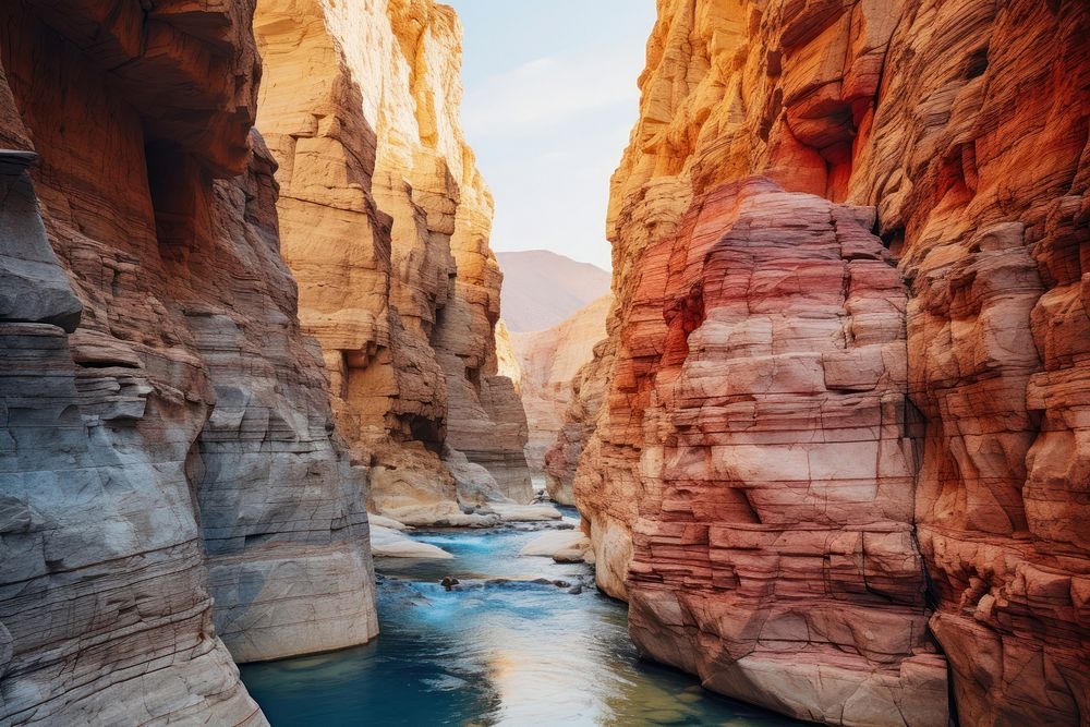 Colorful canyon landscape mountain outdoors nature. AI generated Image by rawpixel.
