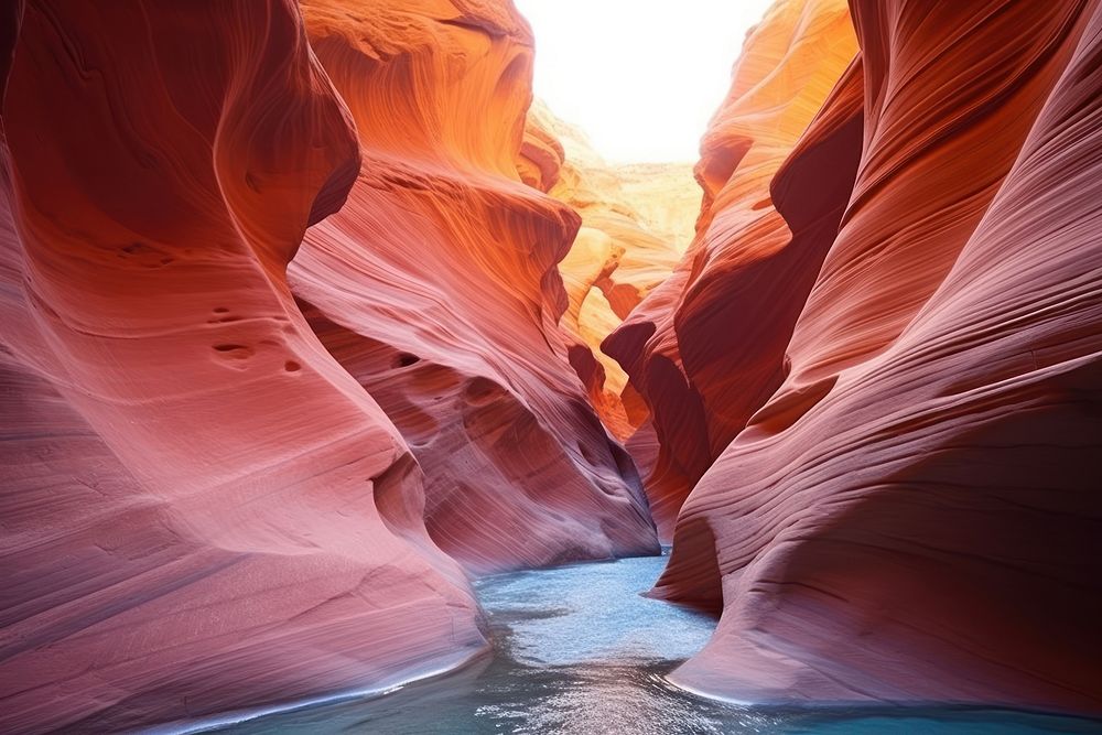Colorful canyon landscape tranquility reflection sandstone. AI generated Image by rawpixel.