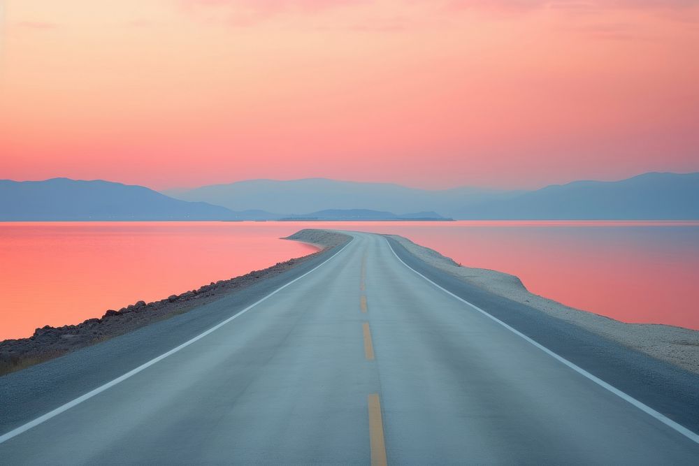 Colorful road by the sea outdoors horizon highway. AI generated Image by rawpixel.