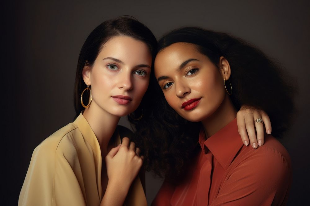 Colourful studio portrait two women | Premium Photo - rawpixel