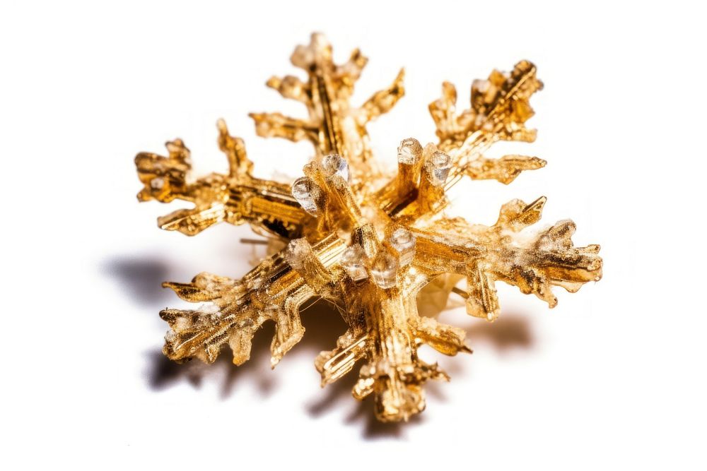 Gold Glitter Snowflake snowflake jewelry brooch. AI generated Image by rawpixel.