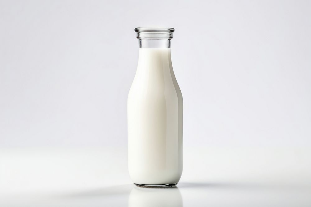 Glass milk bottle dairy drink food. AI generated Image by rawpixel.