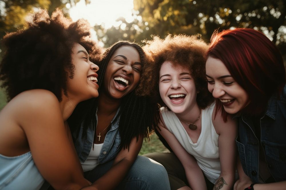 Group of friends having fun laughing portrait adult. AI generated Image by rawpixel.
