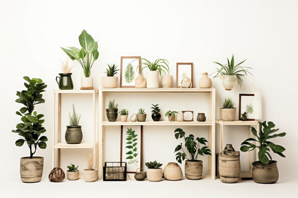 Home decor shelf plant vase. AI generated Image by rawpixel.