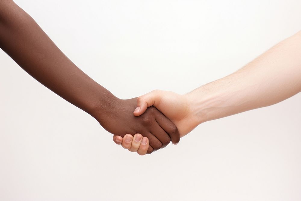Interracial couple holding hands handshake adult white background. AI generated Image by rawpixel.