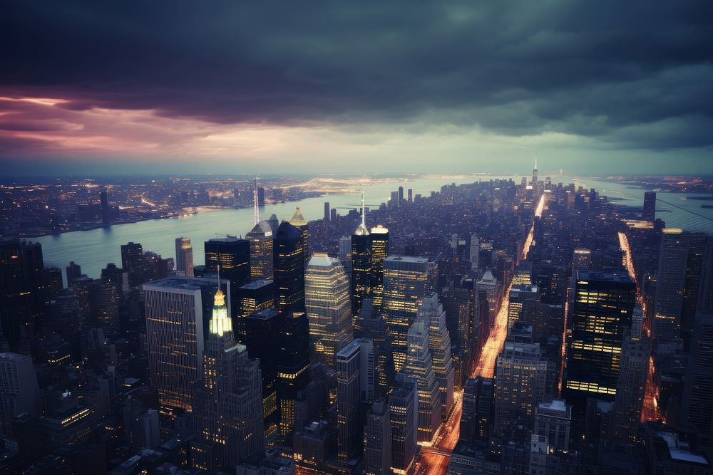 Manhattan architecture metropolis cityscape. AI generated Image by rawpixel.