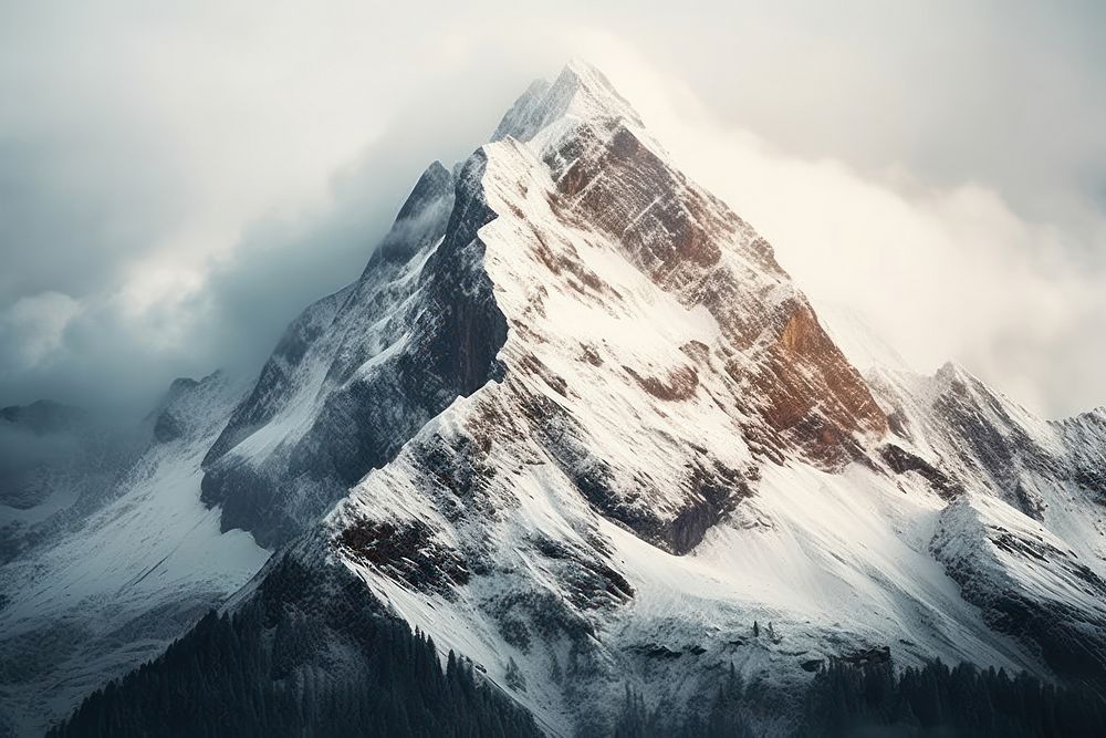 Mountain with snow outdoors nature ice. AI generated Image by rawpixel.