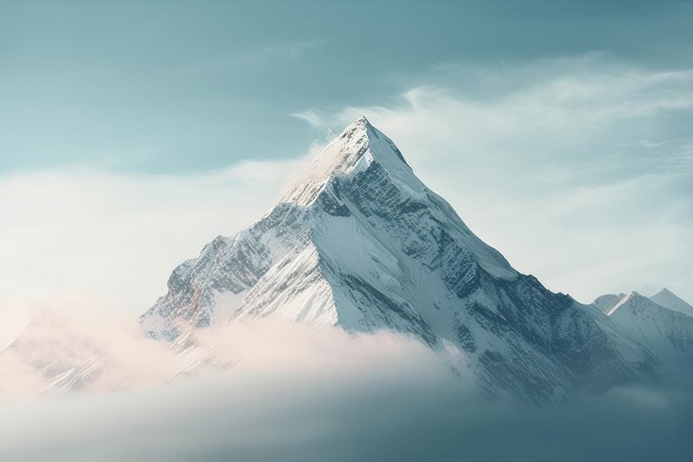 Mountain with snow outdoors nature stratovolcano. AI generated Image by rawpixel.
