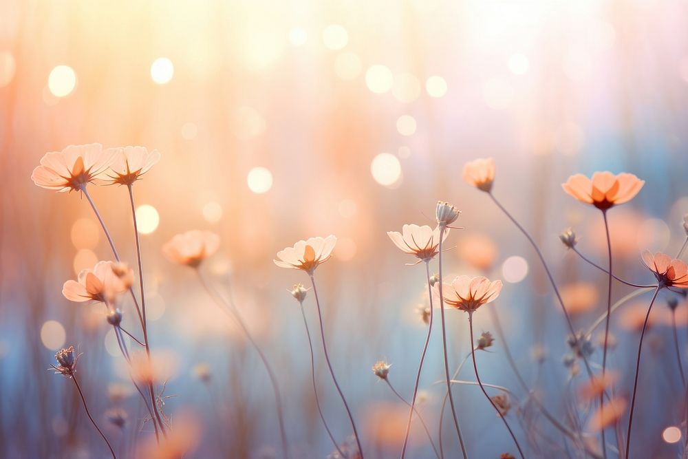 Nature bokeh with flowers sunlight outdoors blossom. AI generated Image by rawpixel.