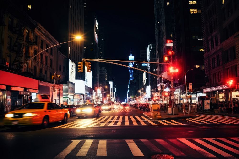 New York night life architecture metropolis cityscape. AI generated Image by rawpixel.