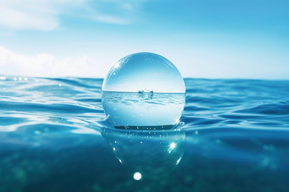 Ocean with bubble outdoors sphere nature. AI generated Image by rawpixel.