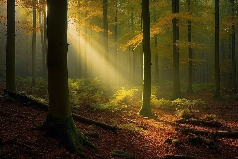 Palatinate Forest forest sunlight woodland. AI generated Image by rawpixel.