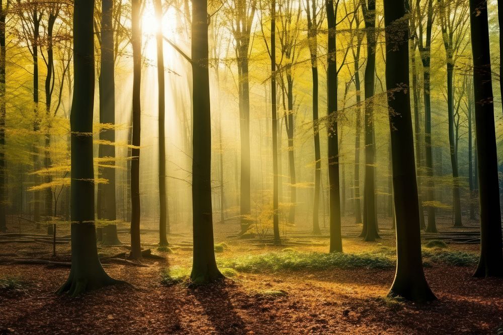 Palatinate Forest forest landscape sunlight. AI generated Image by rawpixel.