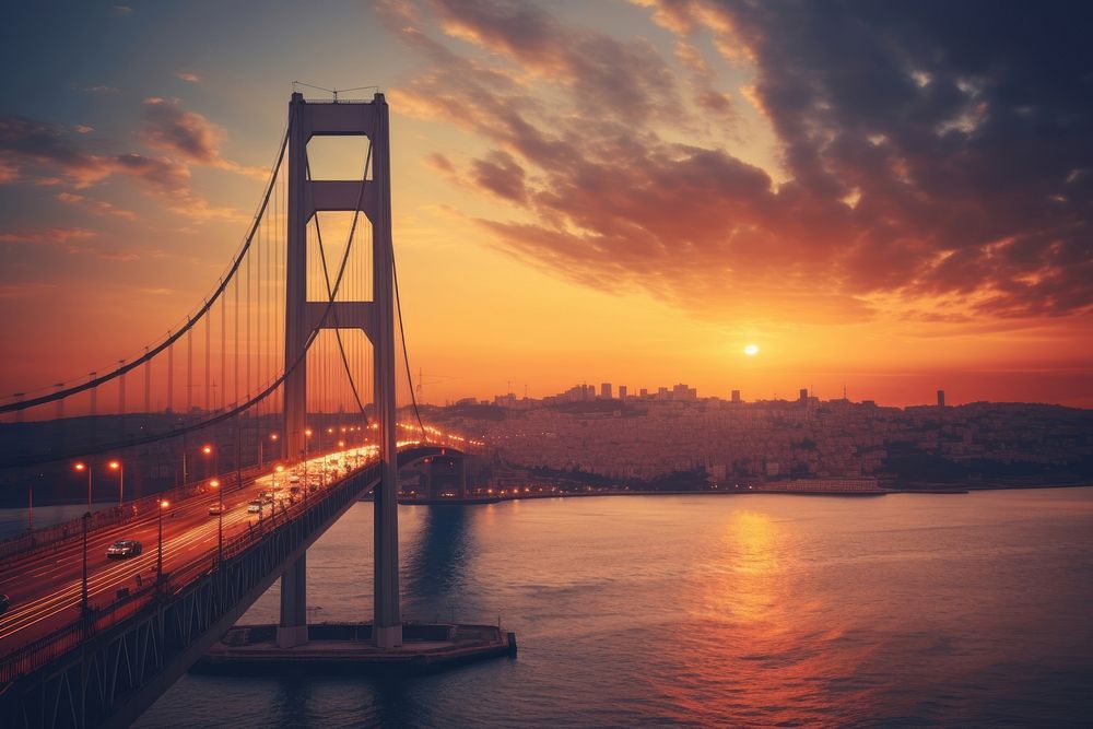 Istanbul bridge sky outdoors. AI generated Image by rawpixel.
