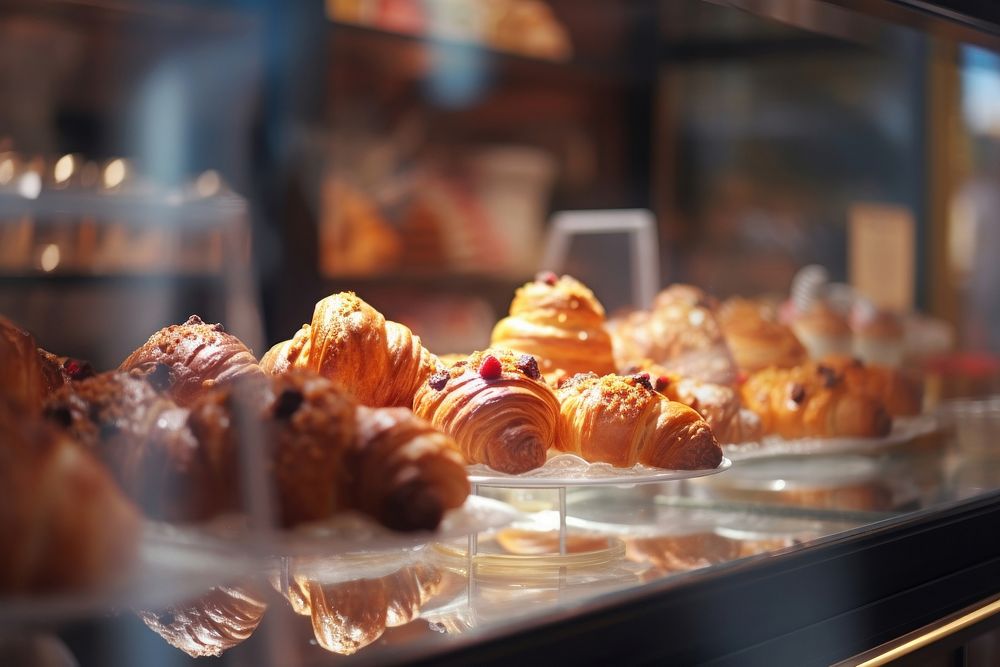 Pastries in a bakery bread food viennoiserie. AI generated Image by rawpixel.