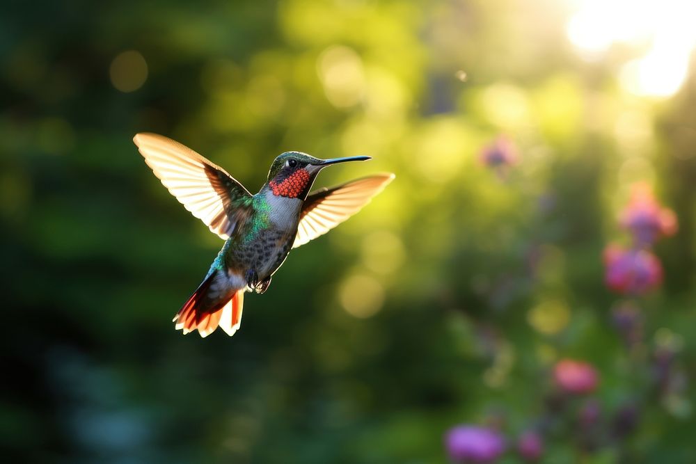 Bird flying hummingbird animal. AI generated Image by rawpixel.