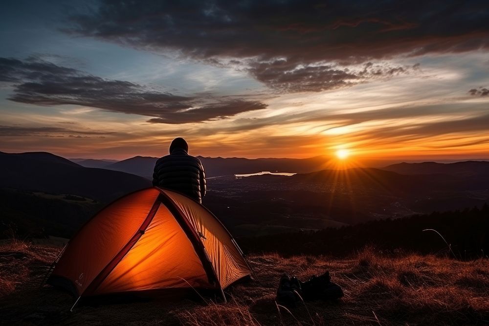 Camping camping mountain outdoors. AI generated Image by rawpixel.