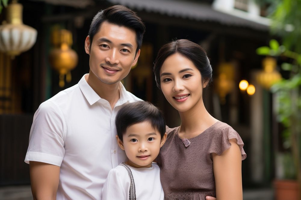Thai family smiling adult togetherness. AI generated Image by rawpixel.