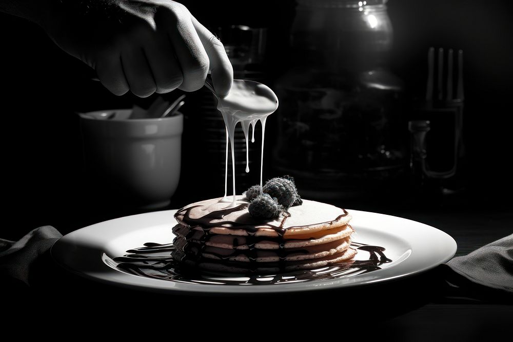 Breakfast pancake plate table. AI generated Image by rawpixel.
