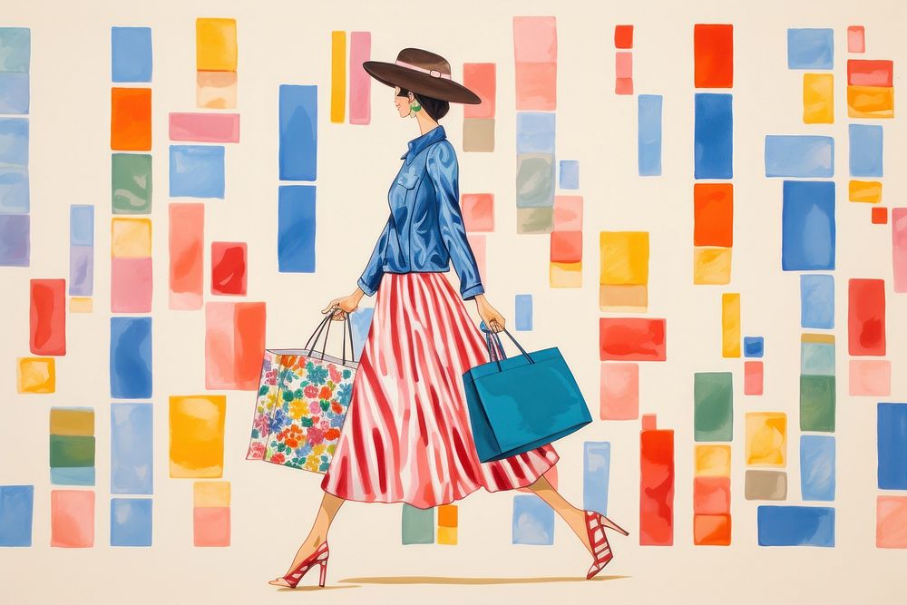 Woman shopping in summer painting art footwear. AI generated Image by rawpixel.