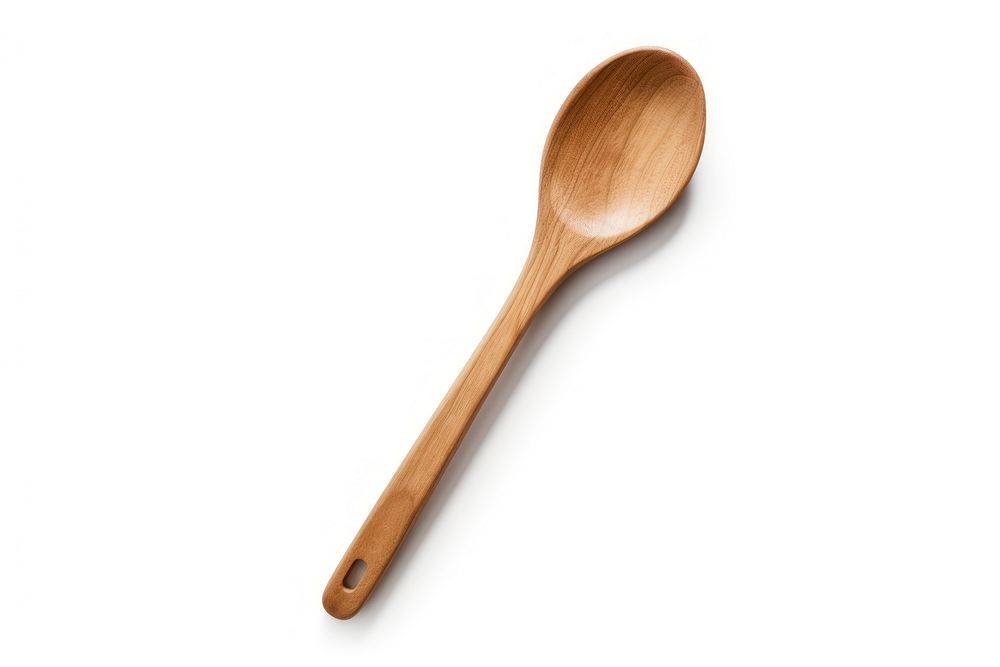 Wooden kitchen spatula spoon wood white background. AI generated Image by rawpixel.