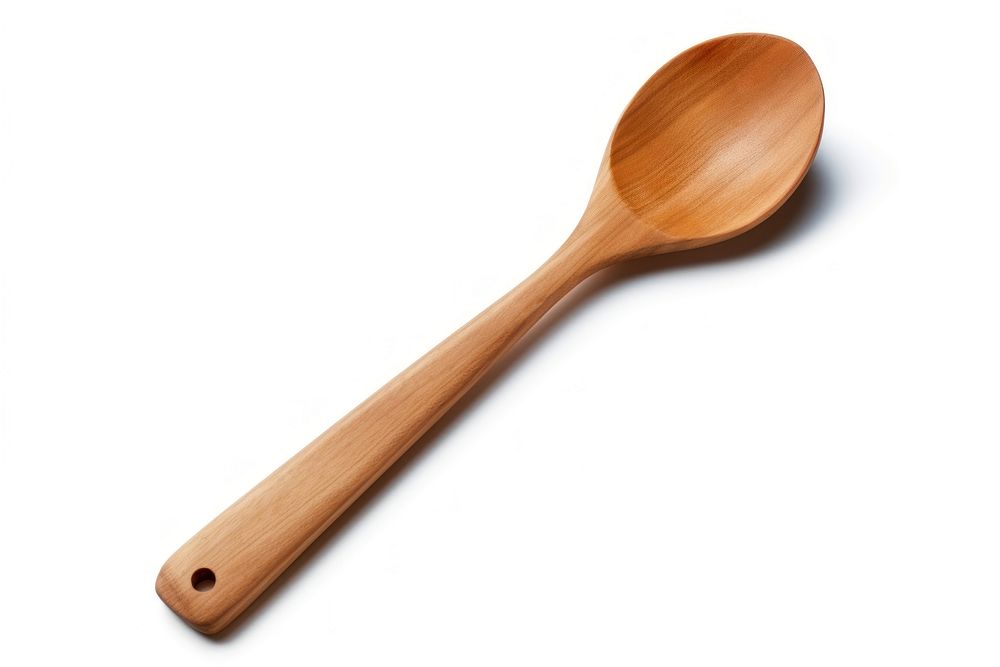Wooden kitchen spatula spoon wood white background. AI generated Image by rawpixel.