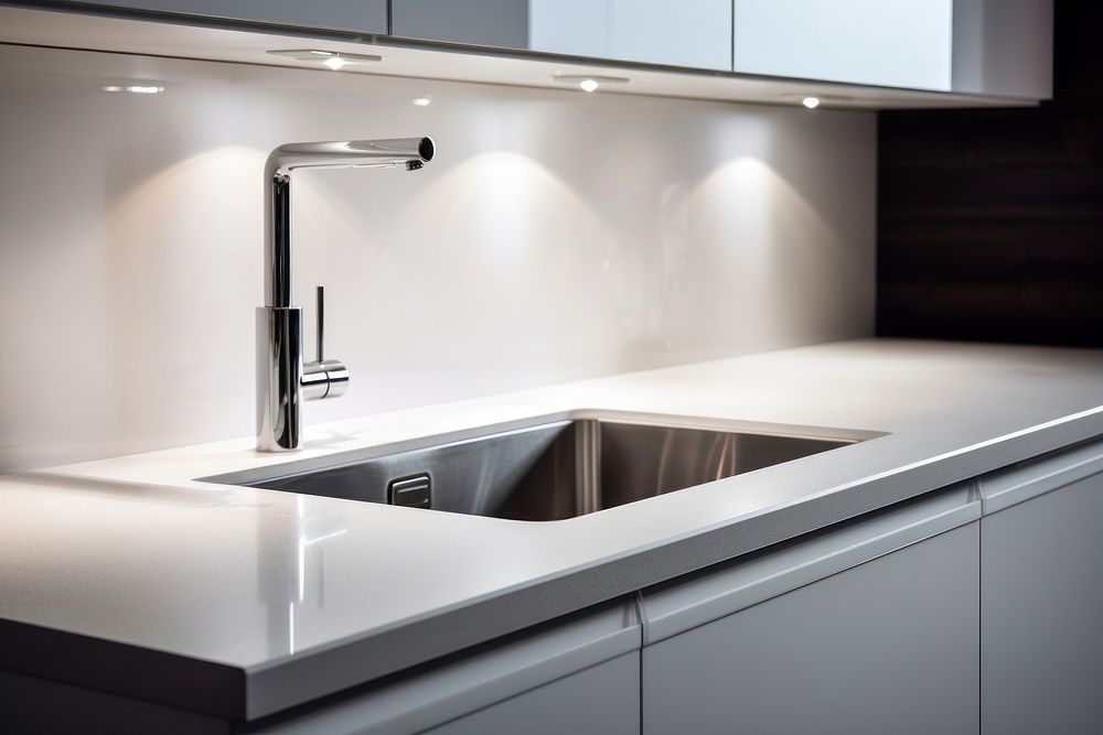 White counters with sink kitchen countertop appliance. AI generated Image by rawpixel.
