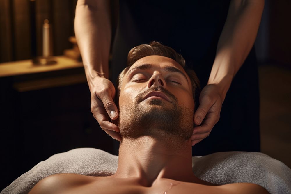 Head massage adult man spa. AI generated Image by rawpixel.