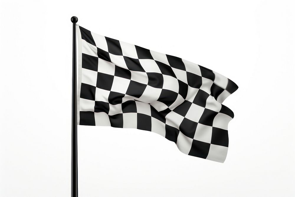 Black and white checkered flag wind white background patriotism. AI generated Image by rawpixel.
