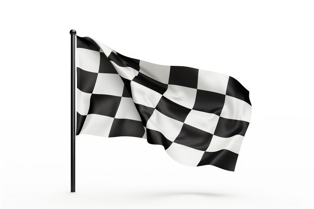 Black and white checkered flag wind white background patriotism. AI generated Image by rawpixel.