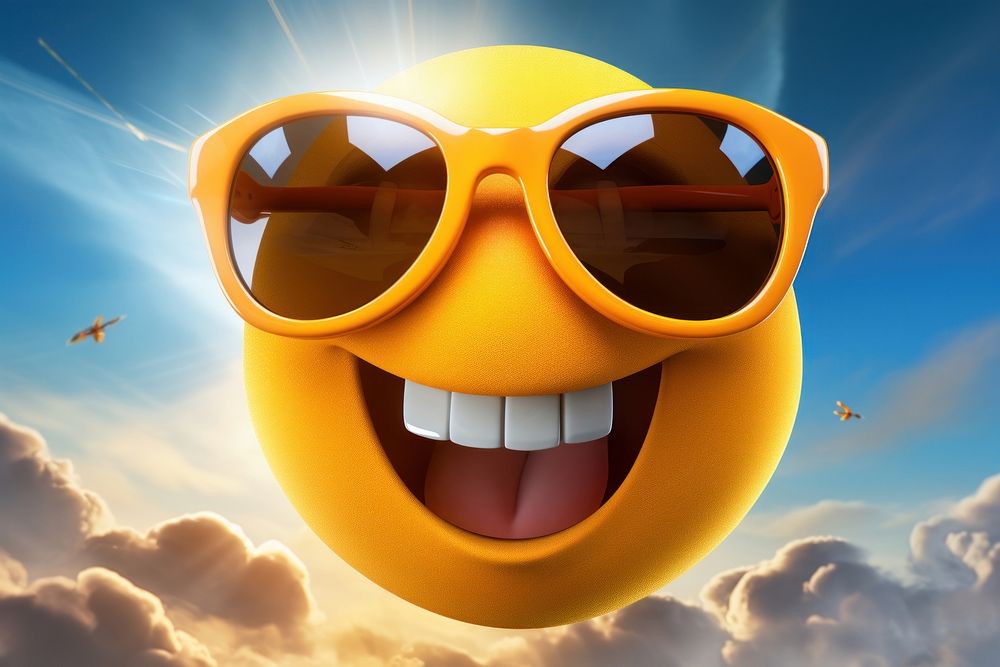 Smiling sun sunglasses cartoon outdoors. AI generated Image by rawpixel.