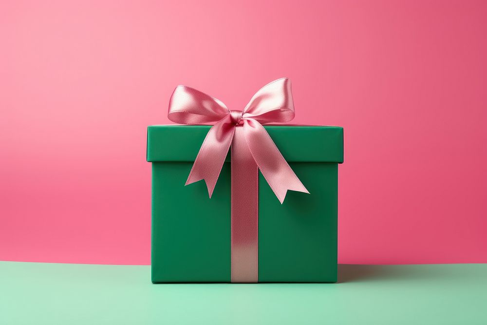 Dark green gift box pink pink background celebration. AI generated Image by rawpixel.