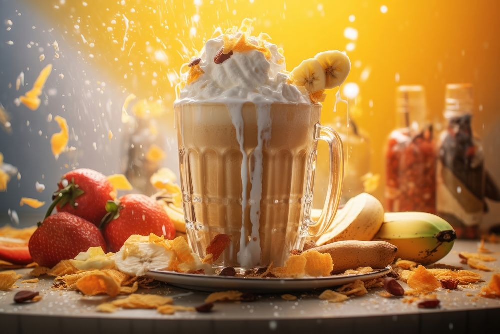 Milkshake breakfast dessert banana. AI generated Image by rawpixel.