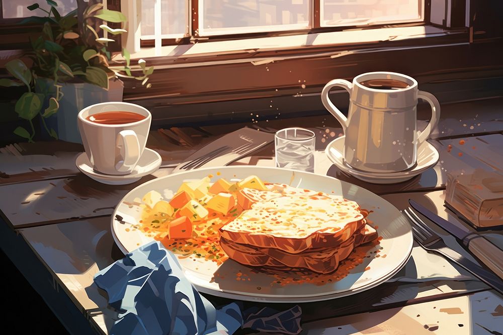 Breakfast coffee brunch plate. AI generated Image by rawpixel.