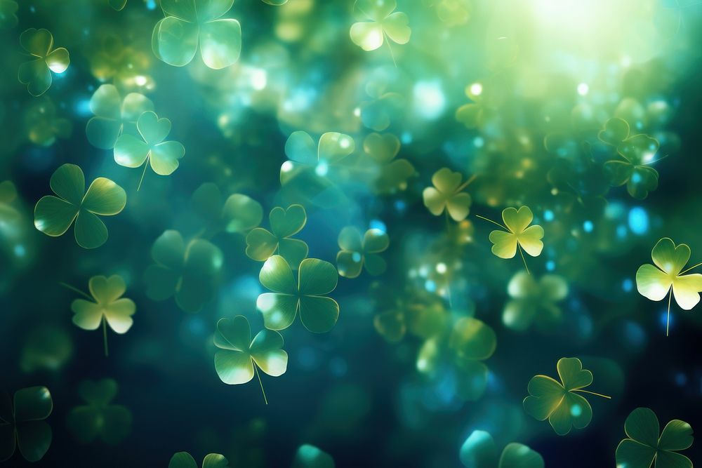 Clover leaf pattern bokeh effect background light backgrounds outdoors. AI generated Image by rawpixel.