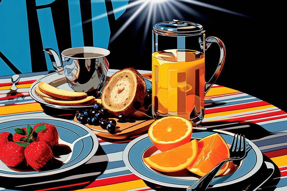 Pop art Breakfast breakfast coffee. AI generated Image by rawpixel.