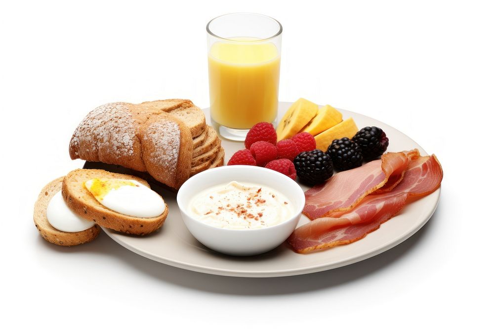 Breakfast breakfast bread plate. AI generated Image by rawpixel.