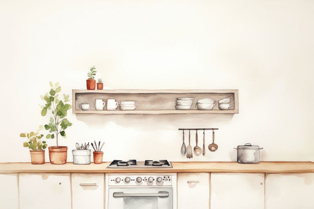 Kitchen indoors shelf countertop. AI generated Image by rawpixel.