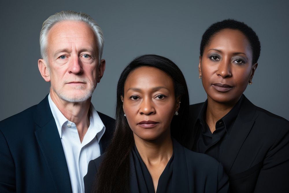 Three mature business people portrait serious adult. AI generated Image by rawpixel.