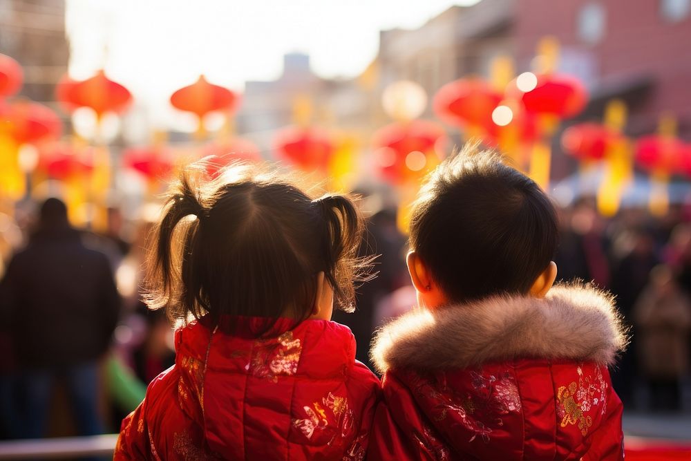 East asian kids festival celebration kimono. AI generated Image by rawpixel.