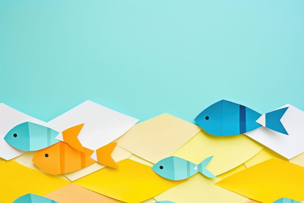 Fishes underwater cartoon animal paper. AI generated Image by rawpixel.