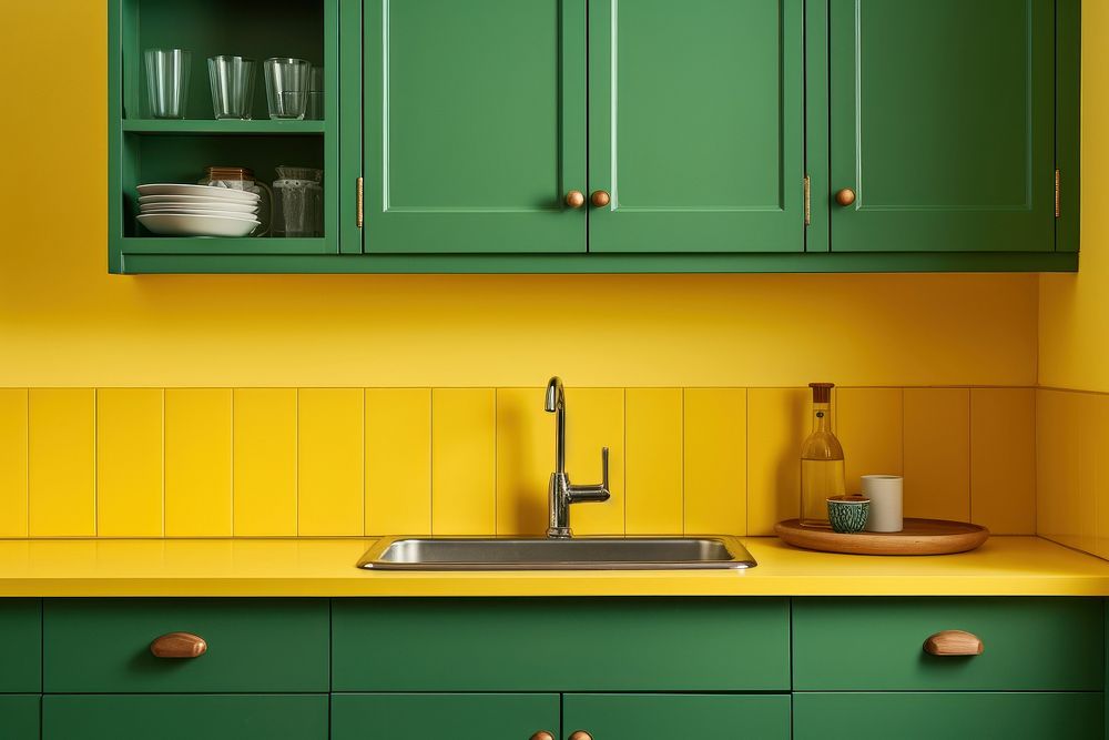 Close up of sink built countertop furniture cupboard. AI generated Image by rawpixel.